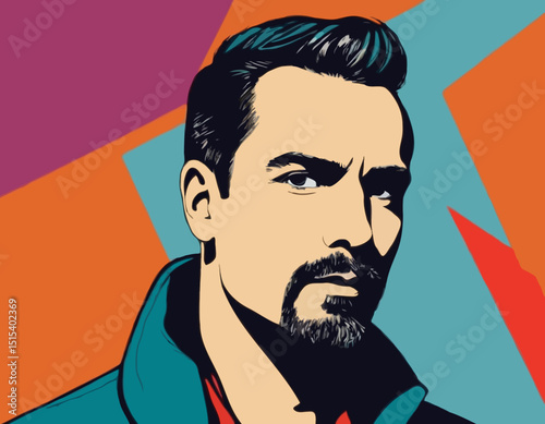Abstract Artistic Portrait of a Man with Bold Colors and Textures
