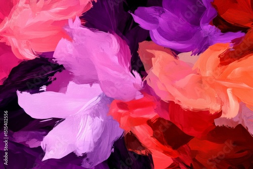 Colorful Abstract Floral Design With Vibrant Brush Strokes and Bold Hues