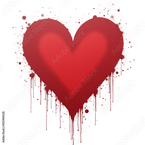 Graffiti Heart Spray-Painted on a Wall Texture – A graffiti heart spray-painted on a textured wall, isolated on a white background.