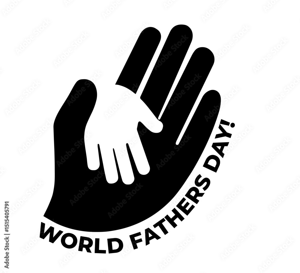 Fototapeta premium World Father's Day Celebration on June 15. Silhouette of Large and Small Hands Overlapping as Symbol of Fatherly Care, Bond Between Father and Child, Generational Connection, Family Support and Parent