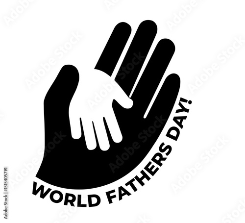 World Father's Day Celebration on June 15. Silhouette of Large and Small Hands Overlapping as Symbol of Fatherly Care, Bond Between Father and Child, Generational Connection, Family Support and Parent