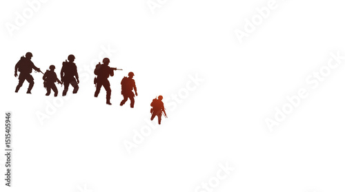Heroic Group of Soldiers Defending a Hilltop Against an Onslaught of Enemy Forces Illuminated by Explosions