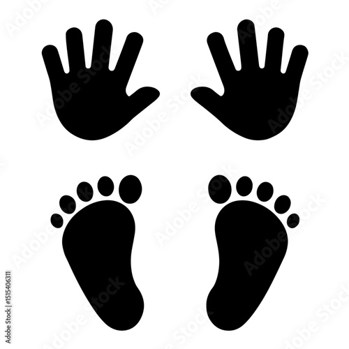 Silhouette of Child’s Handprints and Footprints – Early Childhood, Growth, Innocence, Memory, Baby Development, Nursery Decor, Family Keepsakes, Birth Announcements, Parenting Designs