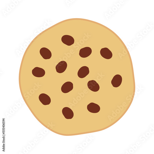 Chocolate chip cookie biscuit icon. Delicious cookie, flat style. Bite of dessert, bread crumbs, chocolate sweetness. Cookies symbol. Simple Vector illustration isolated on white background EPS 10