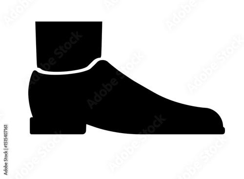 Silhouette of a Man’s Leg in Formal Shoe, Business Attire Icon. Professional Footwear, Office Fashion, Walking Symbol, Workwear Illustration, Dress Code Representation


