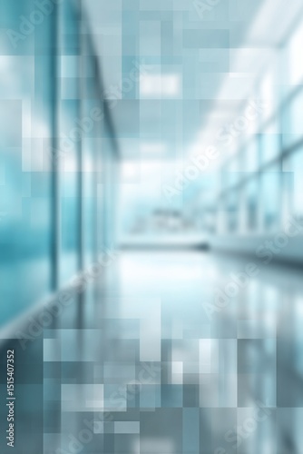 Modern Interior of a Spacious Hall With Glass Walls and Polished Floors Durin...