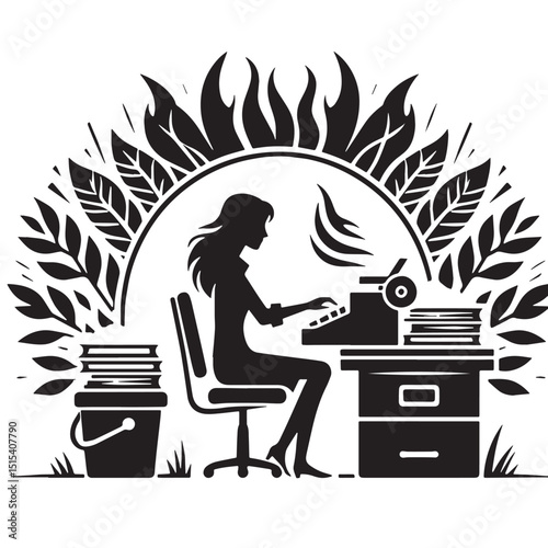 Black Color Publishing Silhouette Vector Illustration, Solid White Background