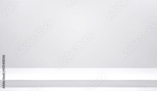 White studio background. Abstract empty room with soft light for product. Simple grey neutral backdrop. Line horizon. Gray gradient background. Texture blank wall and floor. Vector illustration