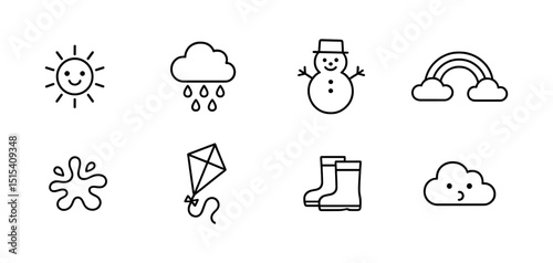 Weather linear icon set - simple, nature and climate symbols for digital projects