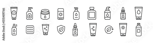 Beauty & skincare outline icon set - cosmetic, wellness & self-care symbols