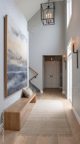 Modern Entryway With Cozy Seating and Warm Decor in a Home