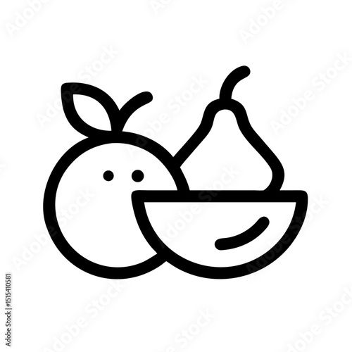 Healthy Eating Fruits Icon:
Minimalist line art icon of assorted fruits, perfect for nutrition apps, healthy eating campaigns, and wellness branding.