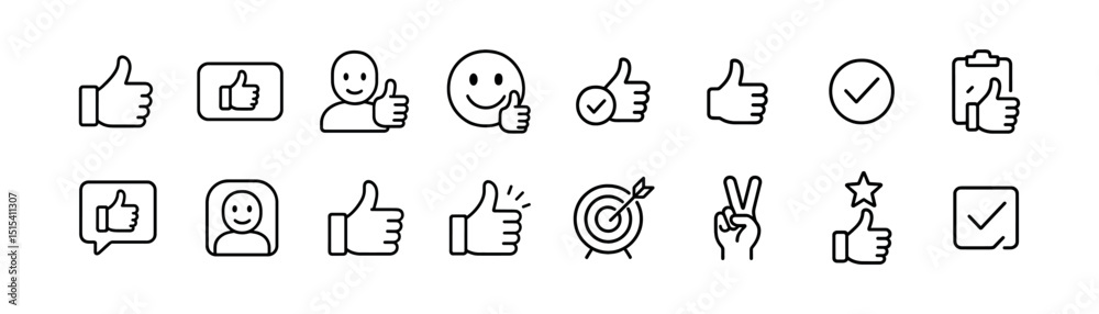 Fototapeta premium Social media line icon set - communication, interaction, engagement symbols