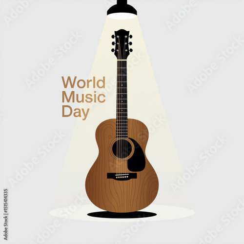 World Music Day Guitar silhouette icon. Vector Illustration on white background.
