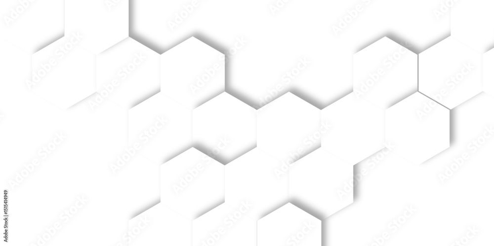 Fototapeta premium minimalist white background featuring a pattern of slightly raised hexagonal shapes and soft shadows polygon.