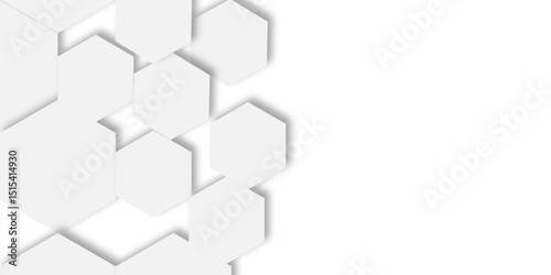  minimalist white background featuring a pattern of slightly raised hexagonal shapes and soft shadows polygon.
