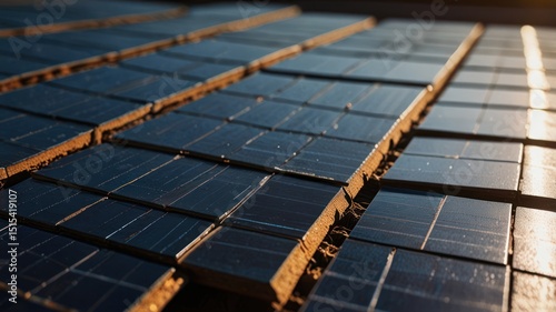 Rows of dark square tiles laid on the ground