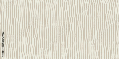 Abstract Wavy Line Pattern. Wood grain texture. Seamless beige background with grunge vertical stripes. Subtle grunge effect with minimalistic linear geometry. Design for textile, wallpaper, wrapping.