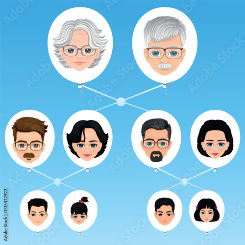 sky background themed family tree