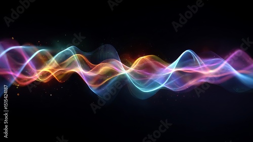Abstract Colorful Wave Background Digital Art Design Vibrant Flowing Energy Motion Graphic Smooth Lines Rainbow Hues Modern Technology Illustration Futuristic Style Bright Neon    