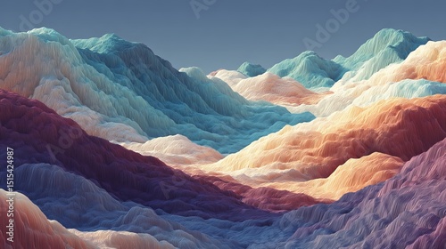 Abstract Colorful Mountain Range Digital Art Landscape Illustration Background Texture Design Modern Artistic  Nature Scenery Artistic View  Soft Hues  Gradient  Digital Painting  