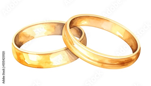 Watercolor Gold Wedding Rings.