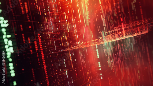 Abstract digital background featuring binary code and AI algorithms running in layers, symbolizing data processing, machine learning, and the complexity of artificial intelligence systems photo