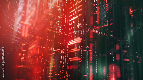 Abstract digital background featuring binary code and AI algorithms running in layers, symbolizing data processing, machine learning, and the complexity of artificial intelligence systems
 photo