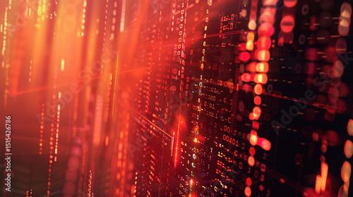 Abstract digital background featuring binary code and AI algorithms running in layers, symbolizing data processing, machine learning, and the complexity of artificial intelligence systems
 photo