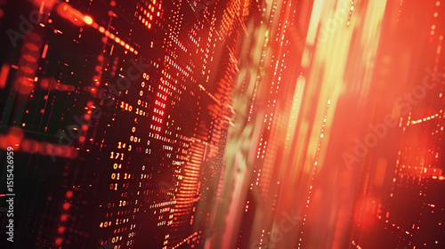 Abstract digital background featuring binary code and AI algorithms running in layers, symbolizing data processing, machine learning, and the complexity of artificial intelligence systems
 photo