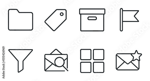 Mail and communication icons set – outline, simple and compose designs