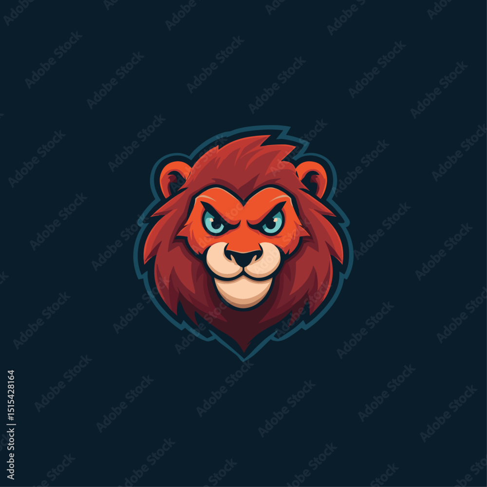 Fototapeta premium Lion mascot logo icon flat vector design