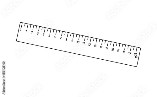 School ruler measuring instrument for maths lessons hand drawn outline vector illustration, back to school vocabulary object, centimetre scale cartoon linear image