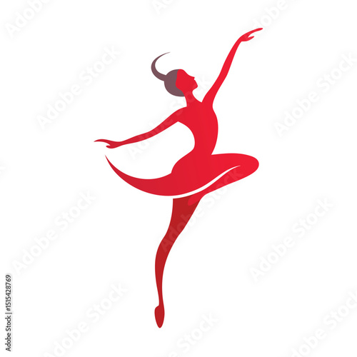 Graceful dancer performing an elegant ballet pose with flowing movement and artistic expression in a minimalist vector design
