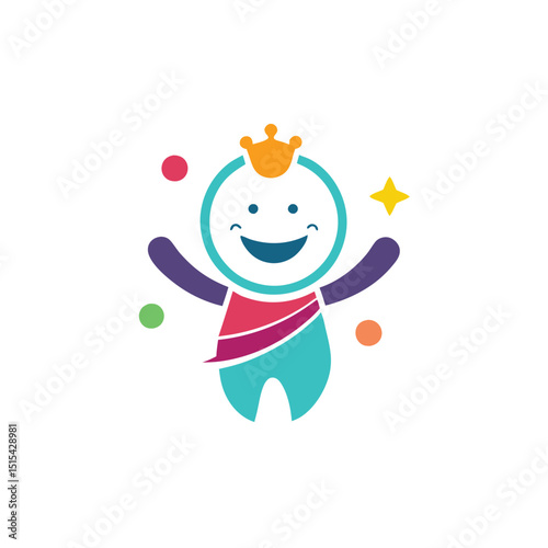 Colorful vector illustration of a cheerful cartoon character with a cute design representing joy and playfulness in a friendly and vibrant style