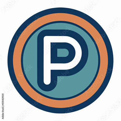 Vector illustration of a parking logo design featuring a stylized car outline and bold lettering set against a circular background