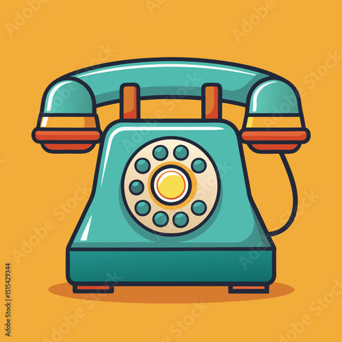 Colorful vintage telephone design with a unique retro style suitable for various creative projects and branding purposes