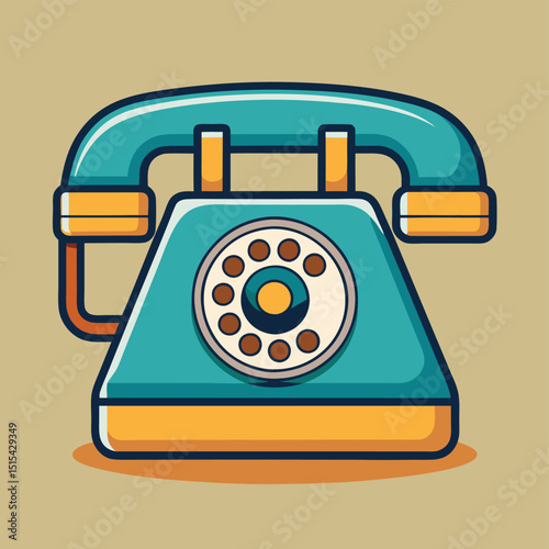 Colorful vintage telephone design with a unique retro style suitable for various creative projects and branding purposes