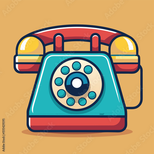 Colorful vintage telephone design with a unique retro style suitable for various creative projects and branding purposes