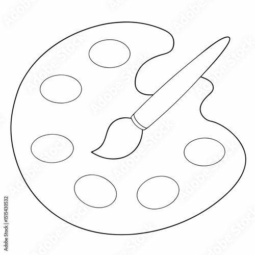 Art palette coloring page simple and minimal line art illustration on white background