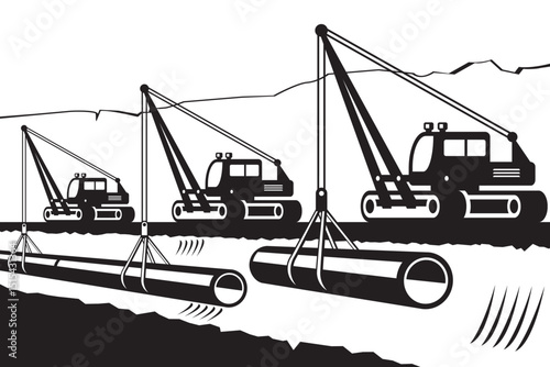 Construction of underground pipeline – vector illustration