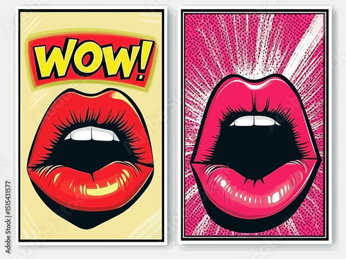 Modern illustration featuring a pop art style brochure with wow speech bubble template design