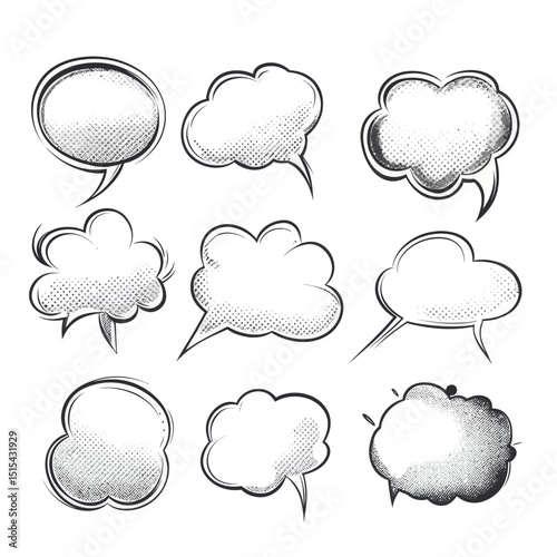 Modern comic box featuring empty comic collection with trendy cloud pop art style, along with comics book background template and modern illustration