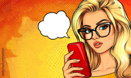 Modern pop art illustration features beautiful women on the telephone