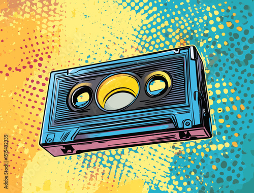 Modern illustration design in a music cassette pop art style