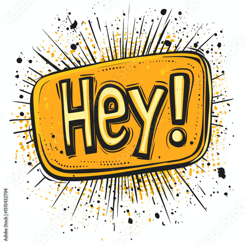 The given phrase is 'Hey word comic book pop art PNG illustration with transparent background