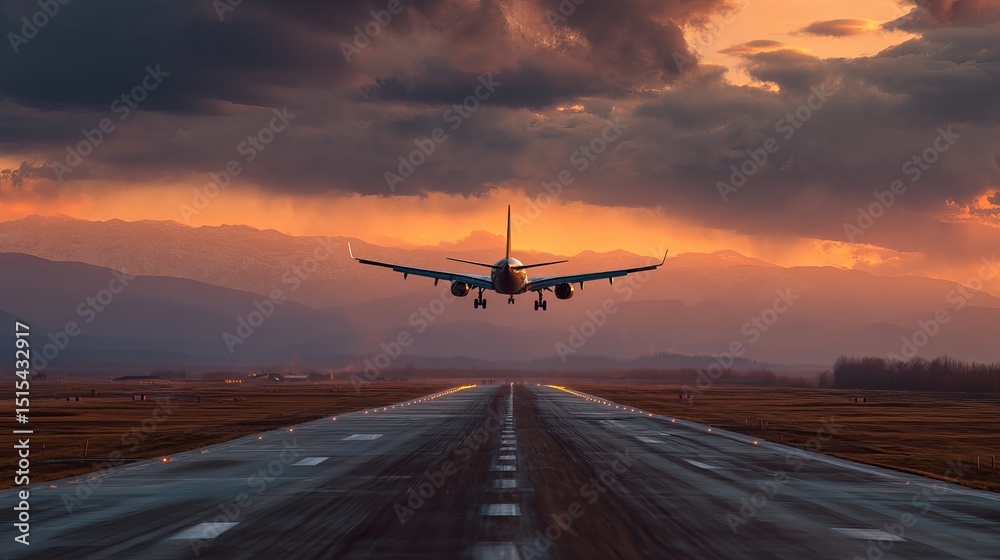 Airplane Landing Runway Sunset Dramatic Sky Mountains Scenic Flight Travel Journey Airliner Aircraft Transportation Aviation Passenger Jet Plane Beautiful Golden Hour Landscape Airplane Landing Runway Sunset Dramatic Sky Mountains Scenic Flight Travel Journey Airliner Aircraft Transportation Aviation Passenger Jet Plane Beautiful Golden Hour Landscape