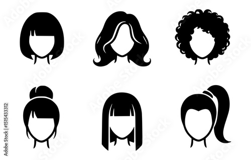 Diverse hairstyle options, showcasing a variety of hair styles. A visual guide for hairstyling choices, ideal for design elements and fashion inspiration