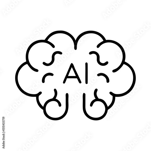 Vector illustration of a brain with Al letters on a white background