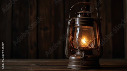 Vintage kerosene lamp on wooden table
